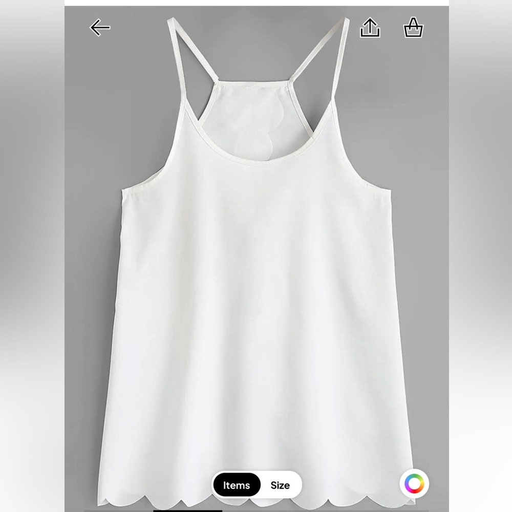 Scalloped hem back slit cami top